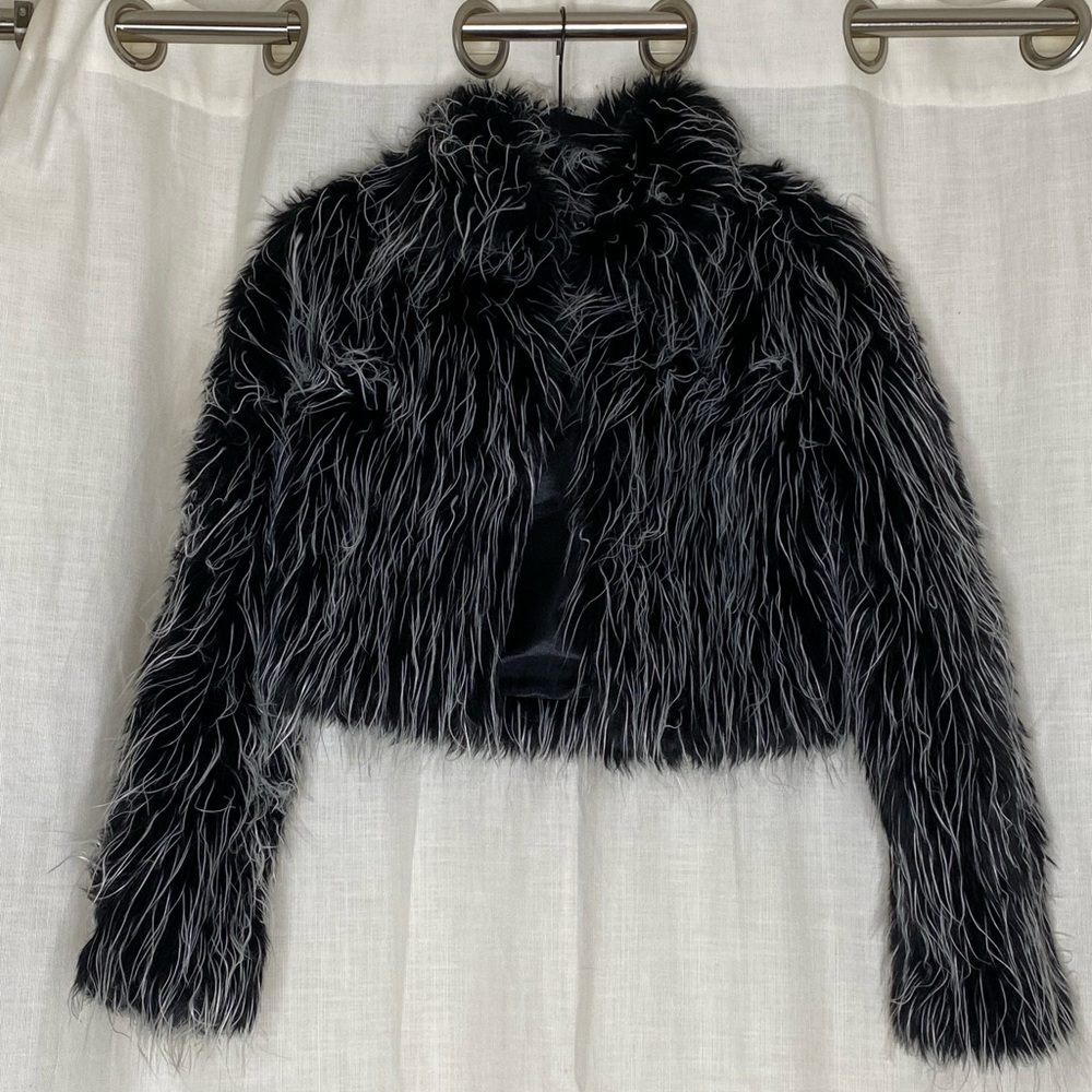 bebe Black Faux Fur Teddy Jacket